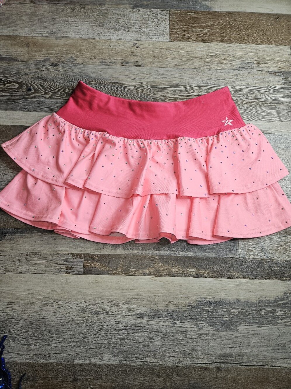 Rebel Athletic Tiered Skirt Skort Pink Rhinestones Adult Medium